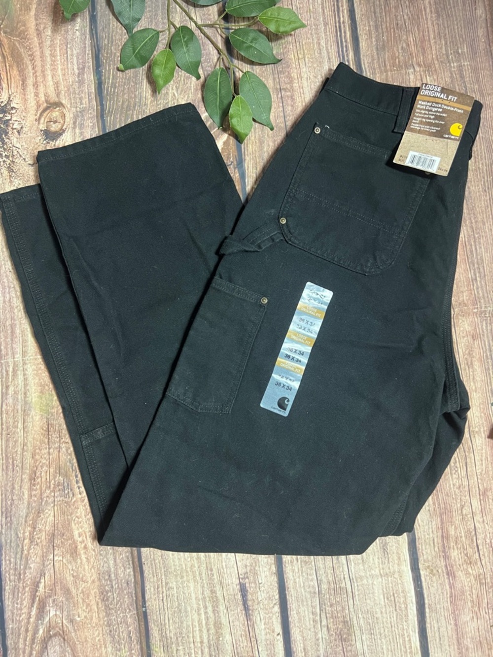 Men's Carhartt Black Cargo Work Pants - Loose Fit Utility